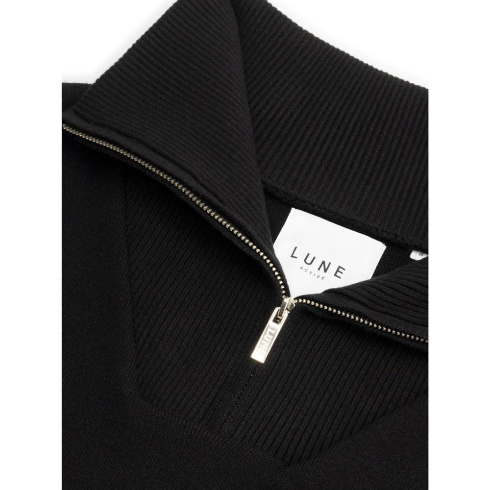 LUNE Black Half-zip Knit Sweater