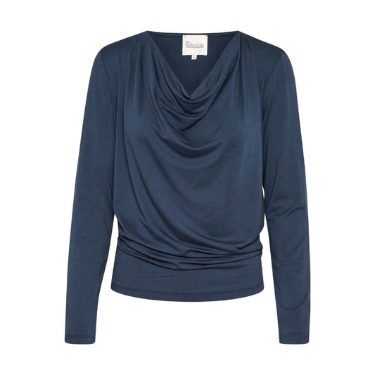 My Essential Wardrobe Dark Blue Vista Waterfall Blouse