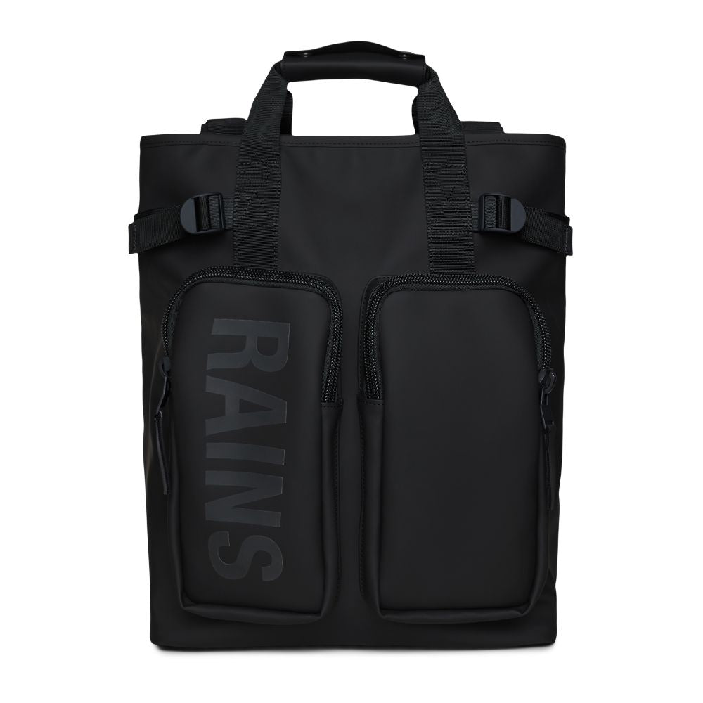 Rains Black Texel Tote Backpack