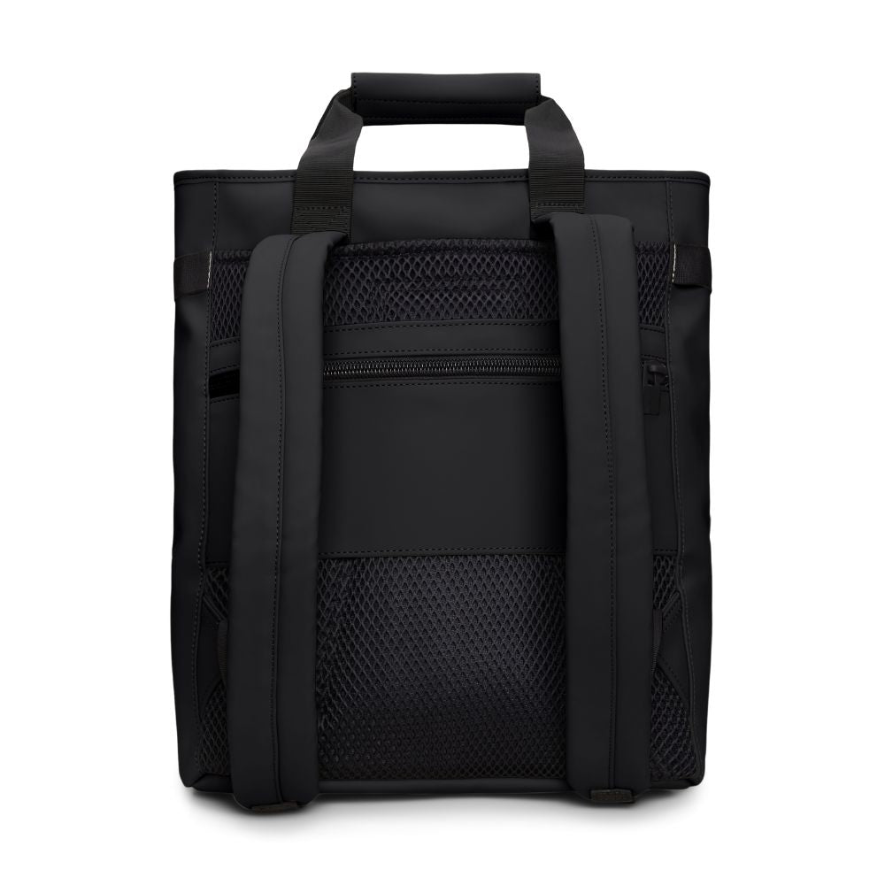 Rains Black Texel Tote Backpack