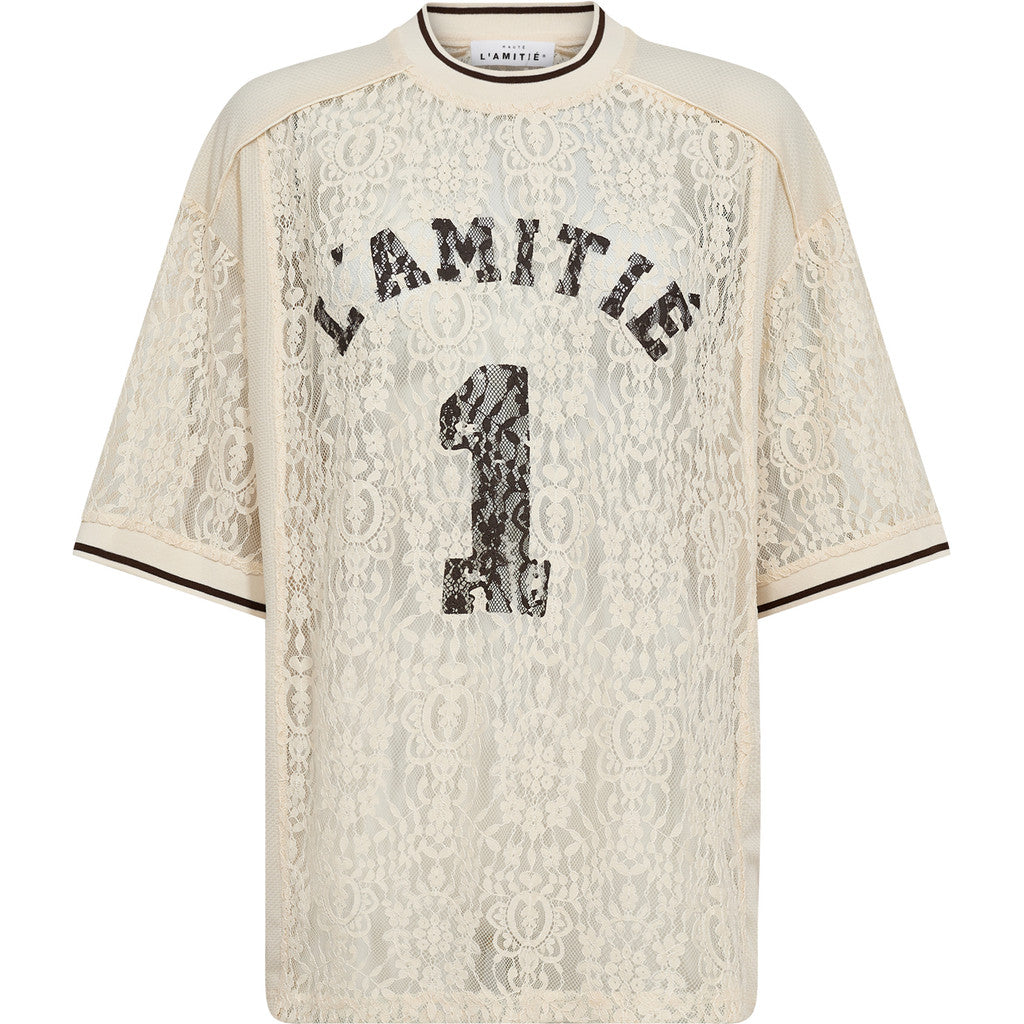 L'amitie Pearl Lace Football Tee