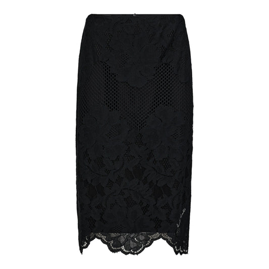 L´AMITIÉ Black Curvey Lace Pencil Skirt