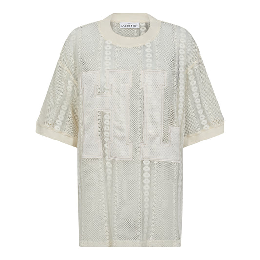 L´AMITIÈ Off-White Rough Lace Tee