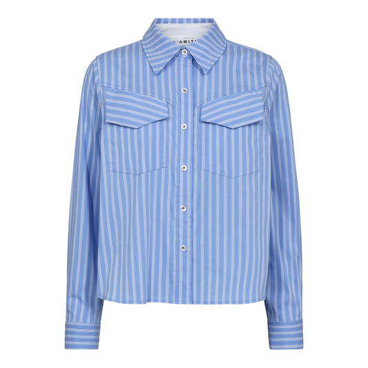 L´AMITIÈ Pale Blue Stripe Logo Shirt