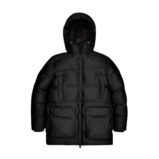 Rains Black Alta Puffer Cargo Jacket