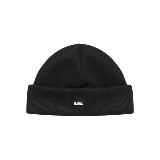 Rains Black Ribbed Fleece Beanie