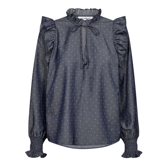 Co´Couture Navy Diana Dot Frill Blouse