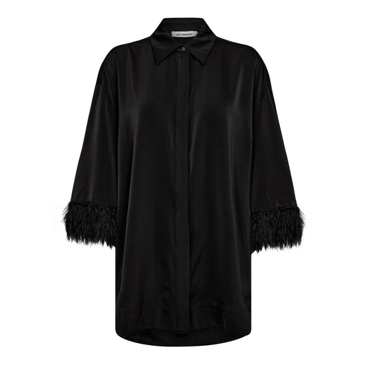 Co´Couture Black Adna Feather Shirt